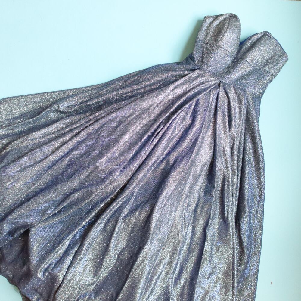 Sherri Hill Blue Shimmer Strapless Ball Gown Size 4 Full Skirt 52959 Princess - Picture 2 of 13